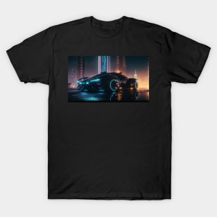 Black futuristic sleek sportscar, generative AI T-Shirt